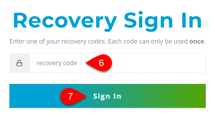 Screen Capture: Recovery Sign In