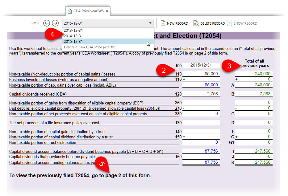 Complete the prior-year CDA worksheet