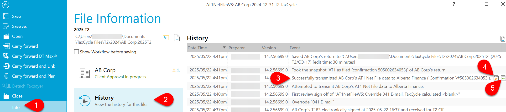 Screen Capture: AT1 File History