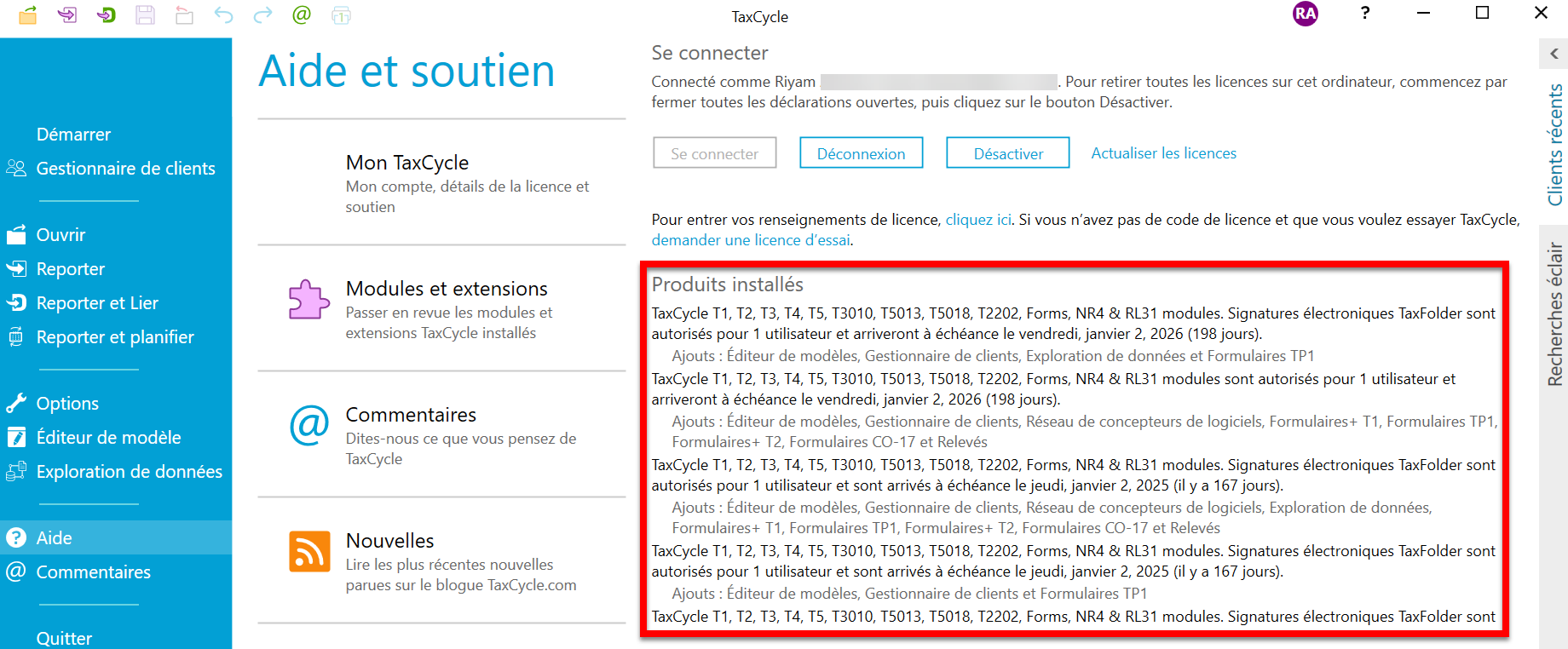 Capture d’écran : Checking for Installed Products