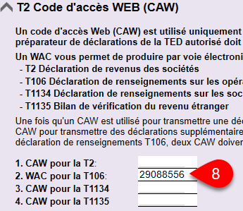 Capture d’écran : CAW pour le T106 sur la GrilleGrilleT2TIDS GrilleT2TIDS