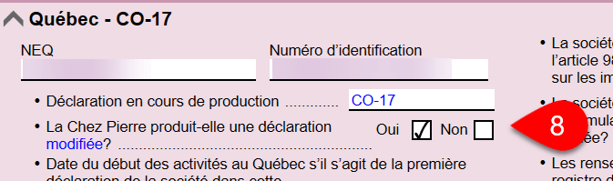 Capture d’écran : Québec — Section CO-17 sur la grille de calcul Info