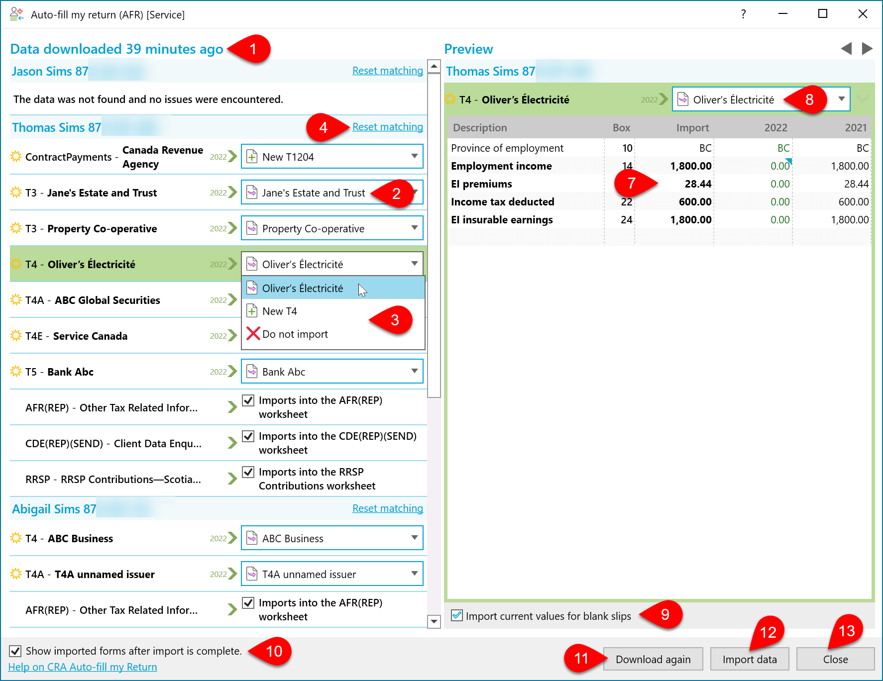 Screen Capture: Matching AFR Data