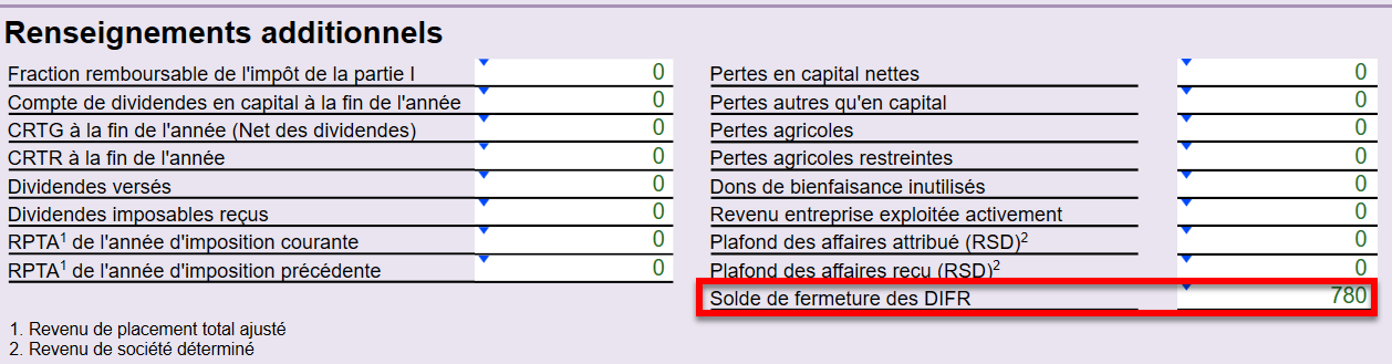 Screen Capture: Closing balance of RIFE on T2 Summary
