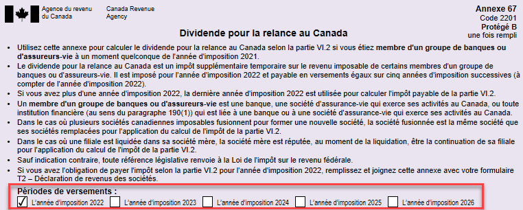 Capture d'écran : A67 Dividende pour la relance au Canada