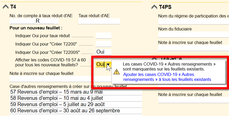 Afficher les codes COVID-19 57 à 60