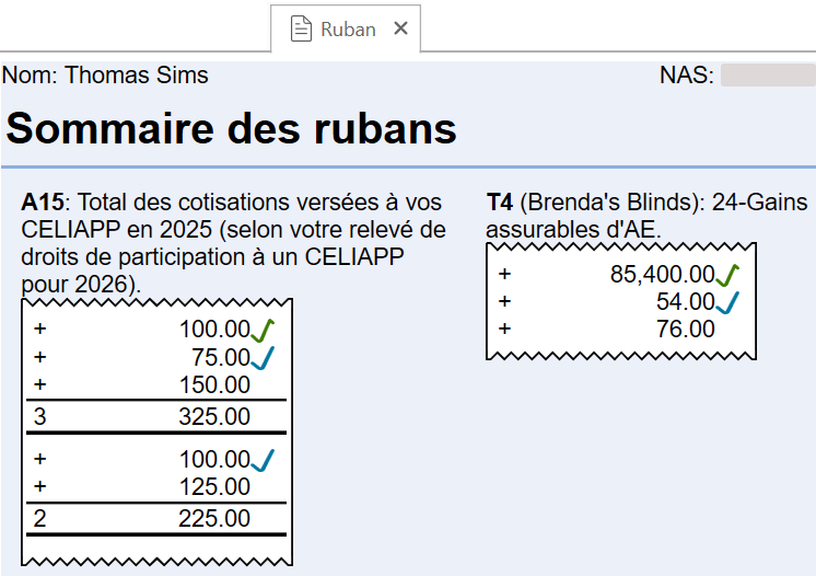 Capture d'écran : Sommaire des bandes