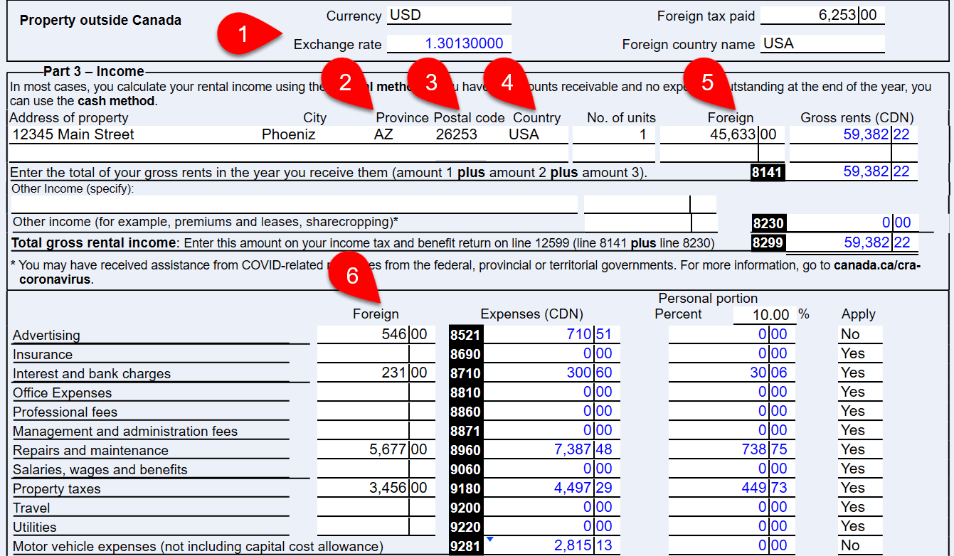 Screen Capture: Property Outside Canada