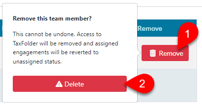 Screen Capture: Remove Team Member in TaxFolder