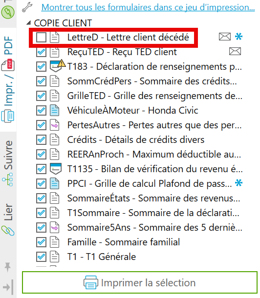 Capture d'écran : Deselectionnez le modèle