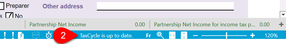 Screen Capture: TaxCycle is up to date footer