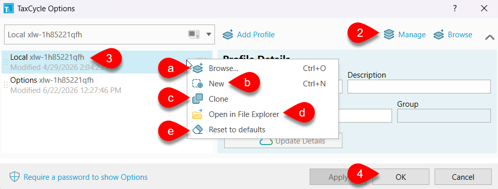 Screen Capture: Local options