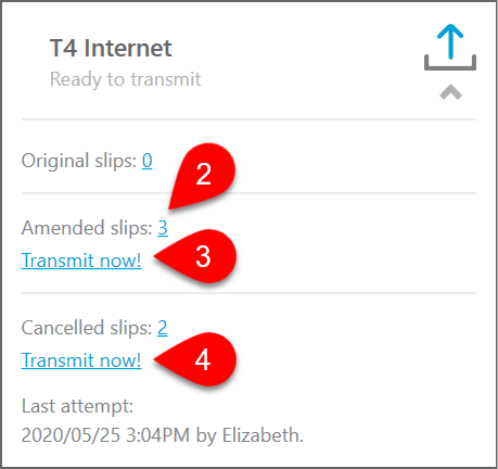 Screen Capture: Transmit Amended Slips