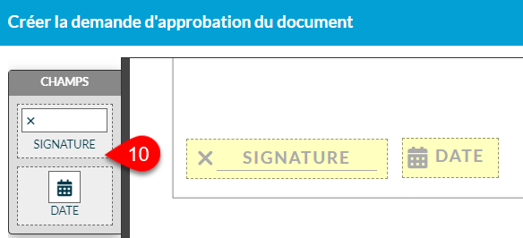 Capture d'écran : Champs de signature et de date