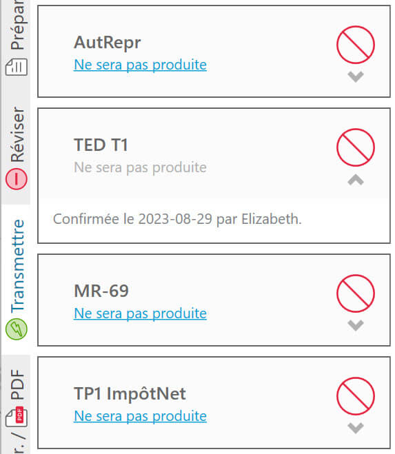 Capture d'écran : Ne pas produire dans la barre latérale Transmettre