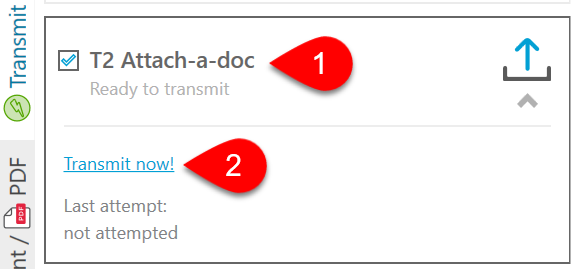 Screen Capture: T2 Attach-a-doc box in Transmit sidebar