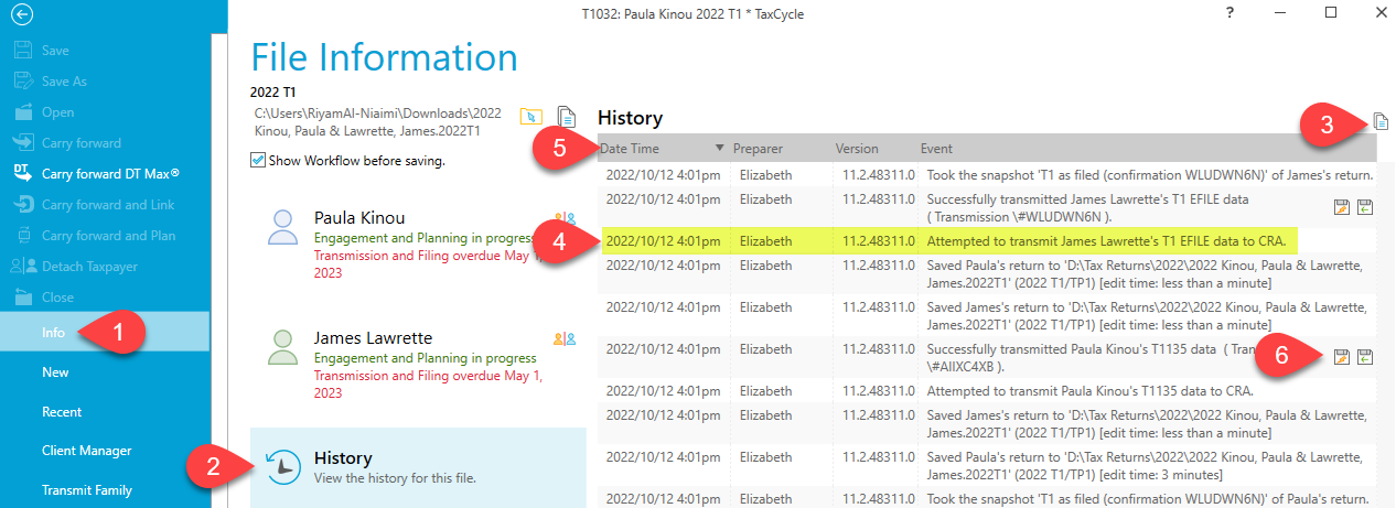 Screen Capture: View File History