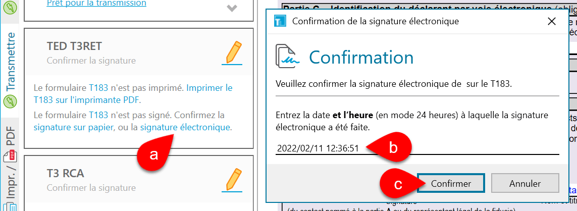 Capture d’écran : Confirmer la signature