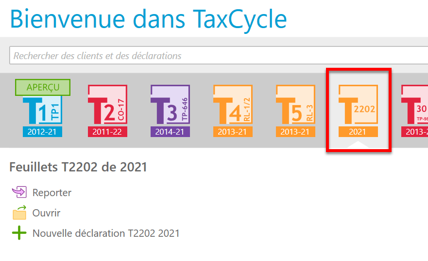 Capture d’écran : Écran Démarrer avec T2202