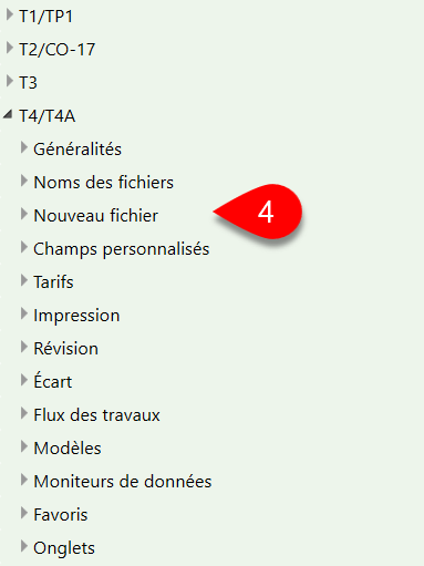 Capture d’écran : Options T4 dans TaxCycle