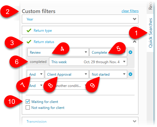 Return status filters