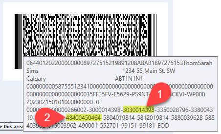Screen Capture: Contents of T1 Condensed Bar Code