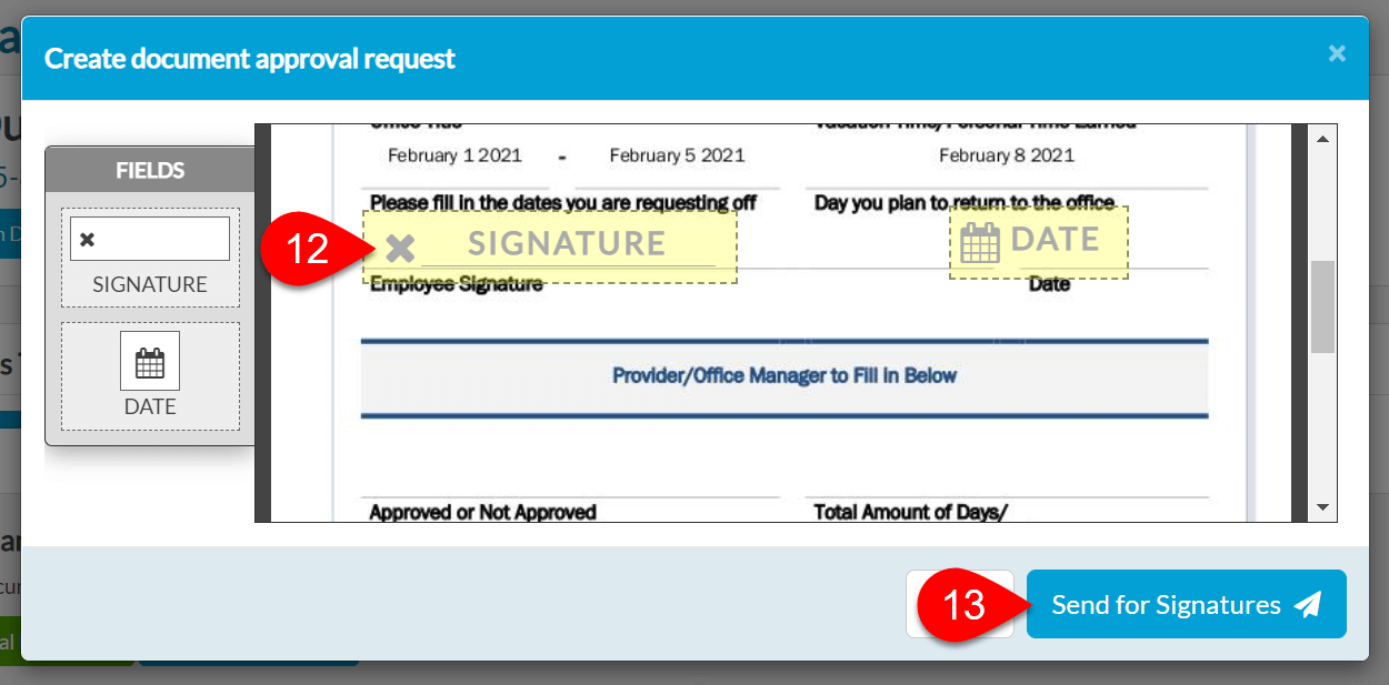 Add signature fields to document
