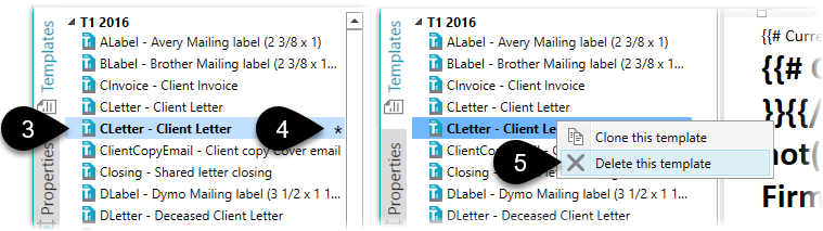 Cloned templates in the sidebar