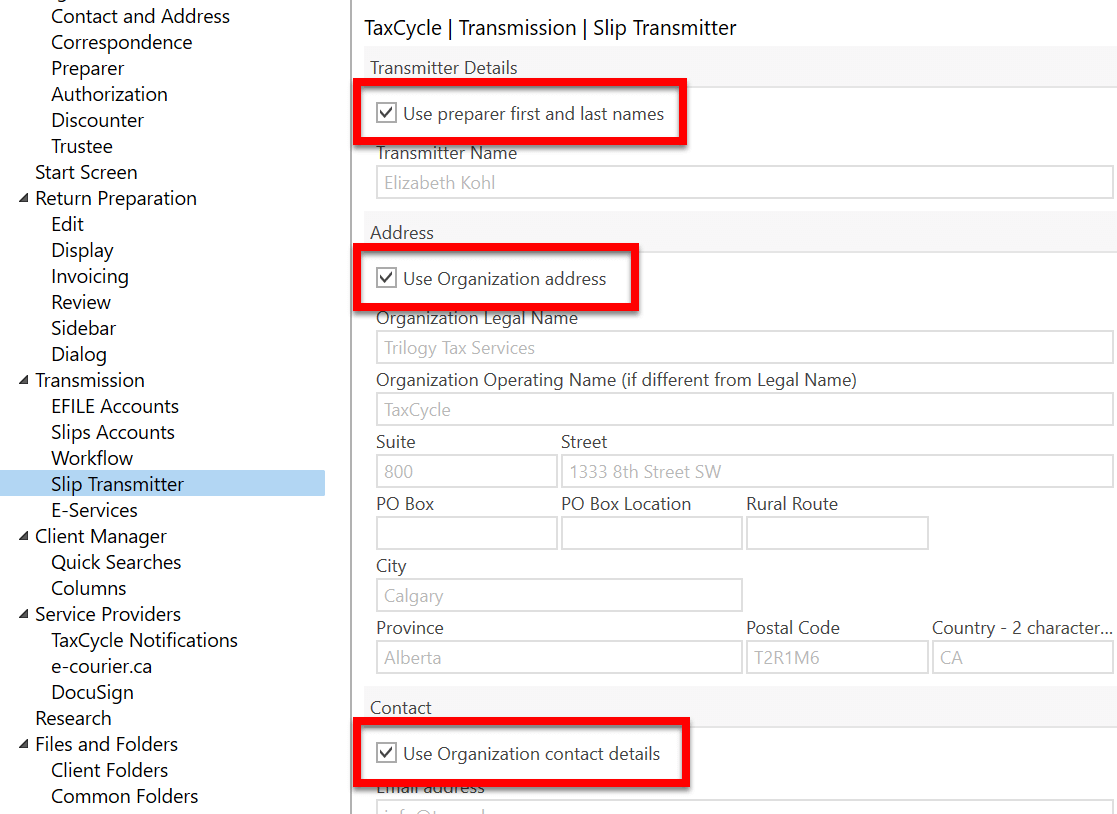 Screen Capture: Slips Transmitter Options