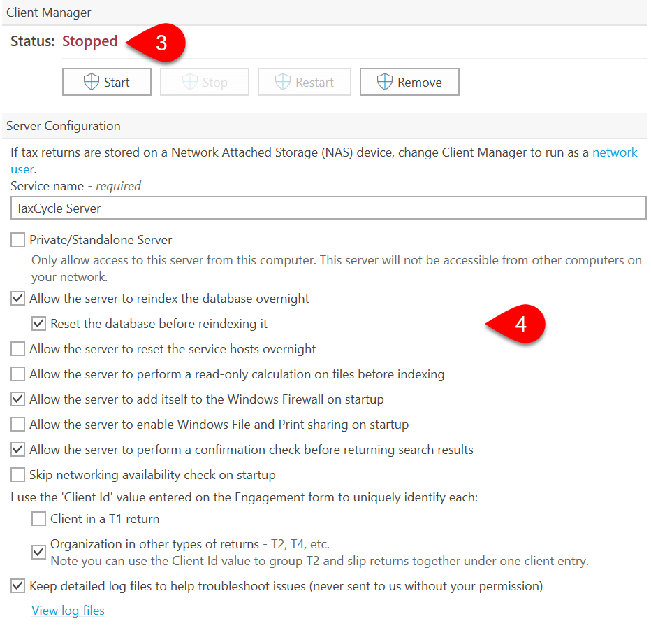 Screen Capture: Server Configuration