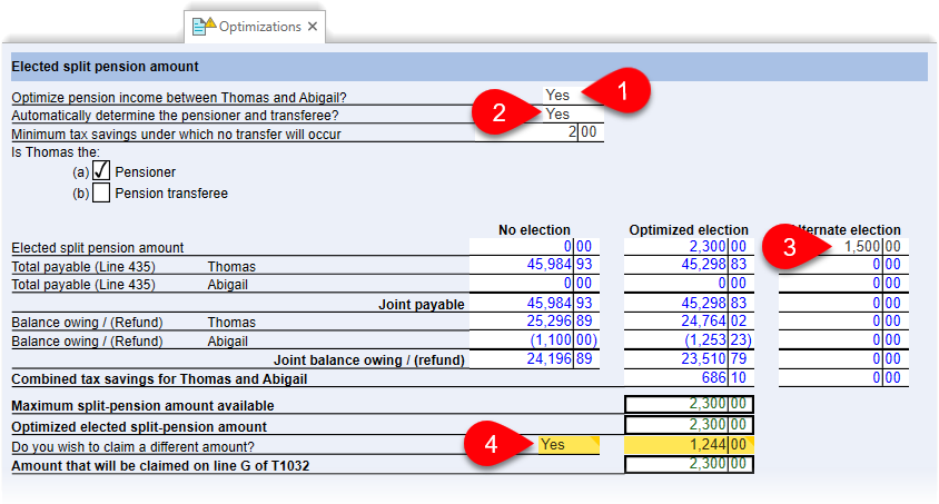 Pension splitting optimization