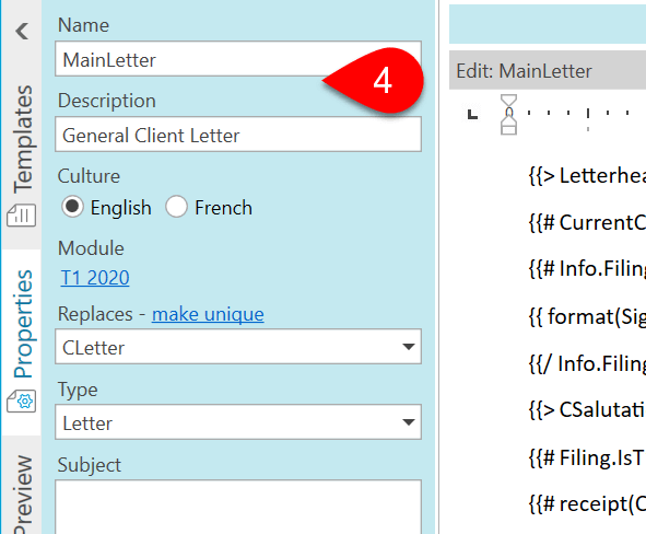 Screen Capture: Name Template
