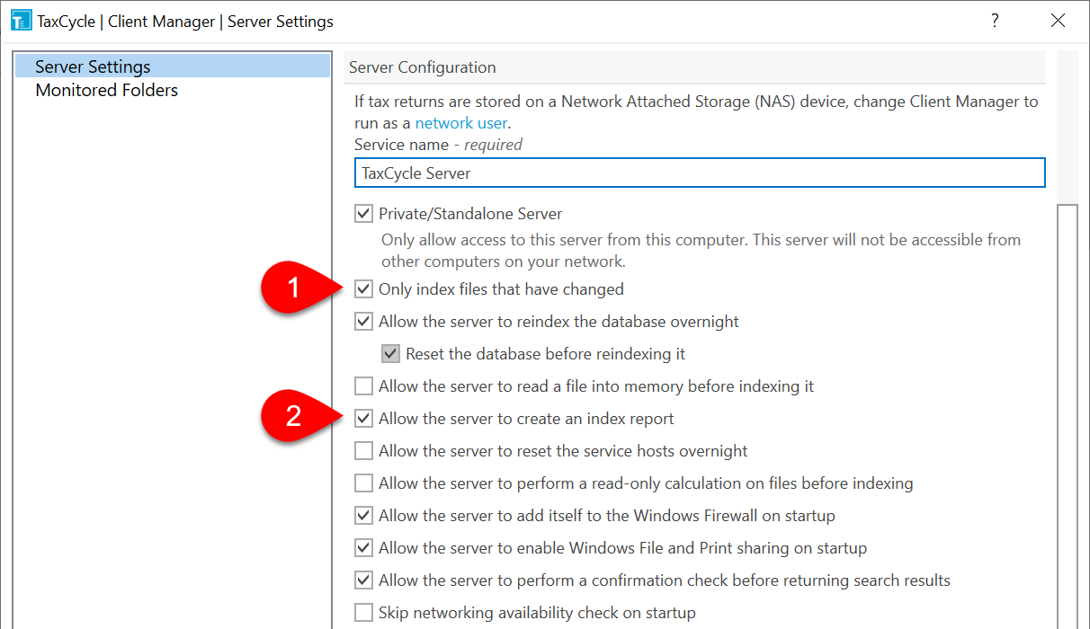 Screen Capture: Client Manager Server Settings