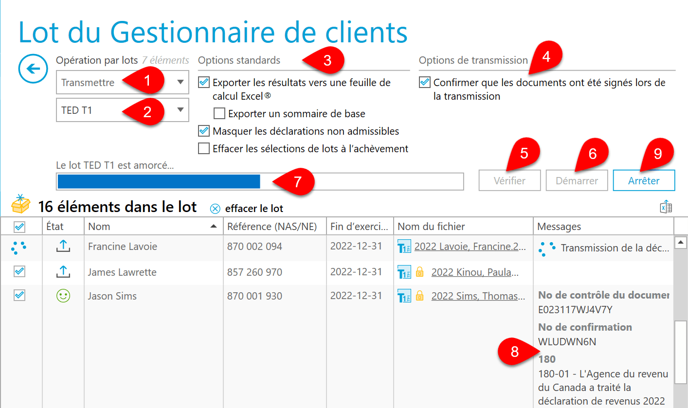 Capture d’écran : Lot du Gestionnaire de clients