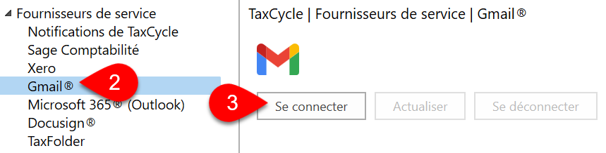 Capture d’écran : Se connecter à Gmail