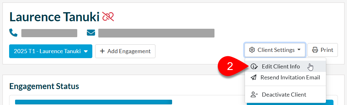 Screen Capture: Edit Client Info
