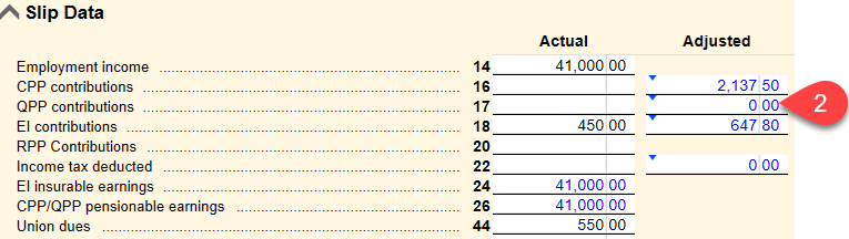 Screen Capture: T4 Adjustment Column