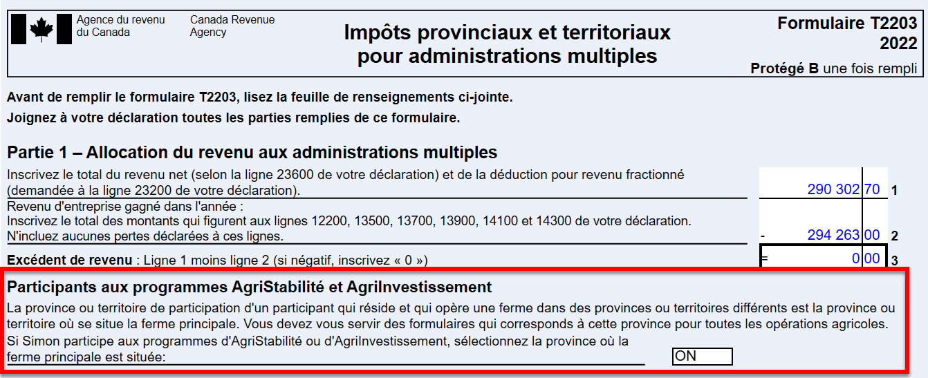 Capture d'écran : Participants aux programmes Agri-stabilité et Agri-investissement