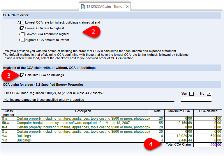 Set the claim order for CCA