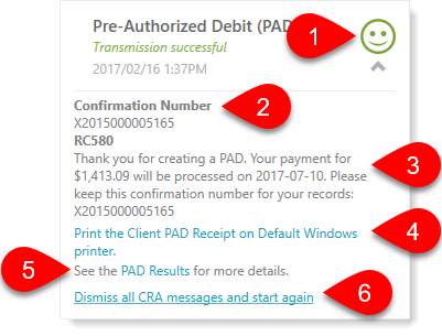 Successful PAD transmission