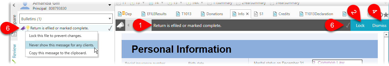 Bulletin to suggest data locking