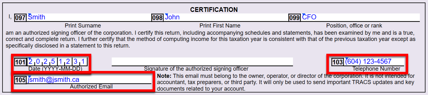 Screen Capture: New fields on the AT1 form