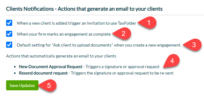 Screen Capture: Client Notifications in TaxFolder