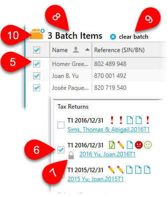 Items selected in batch