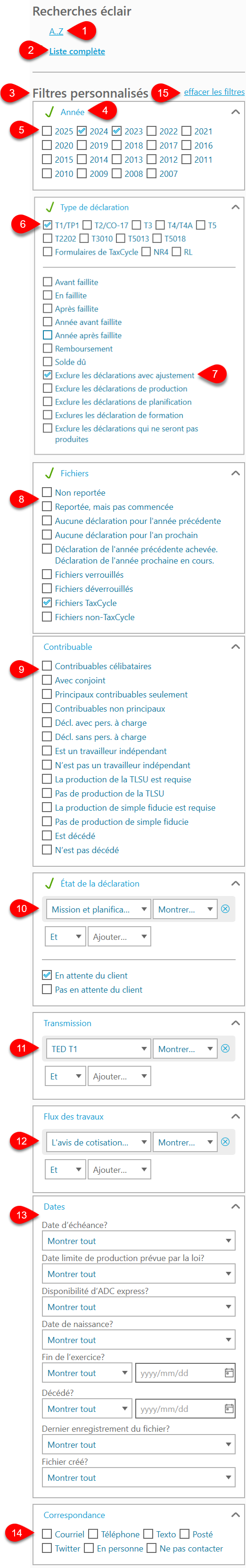 Filtres personnalisés