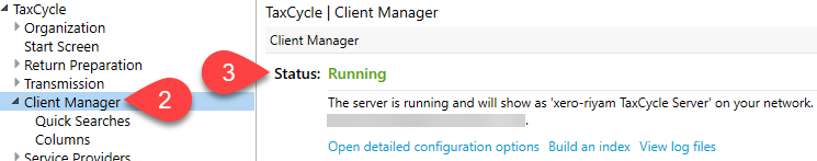 Screen Capture: Client Manager Status