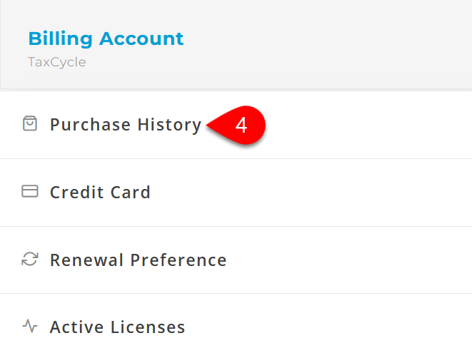 Screen Capture: Click Purchase History