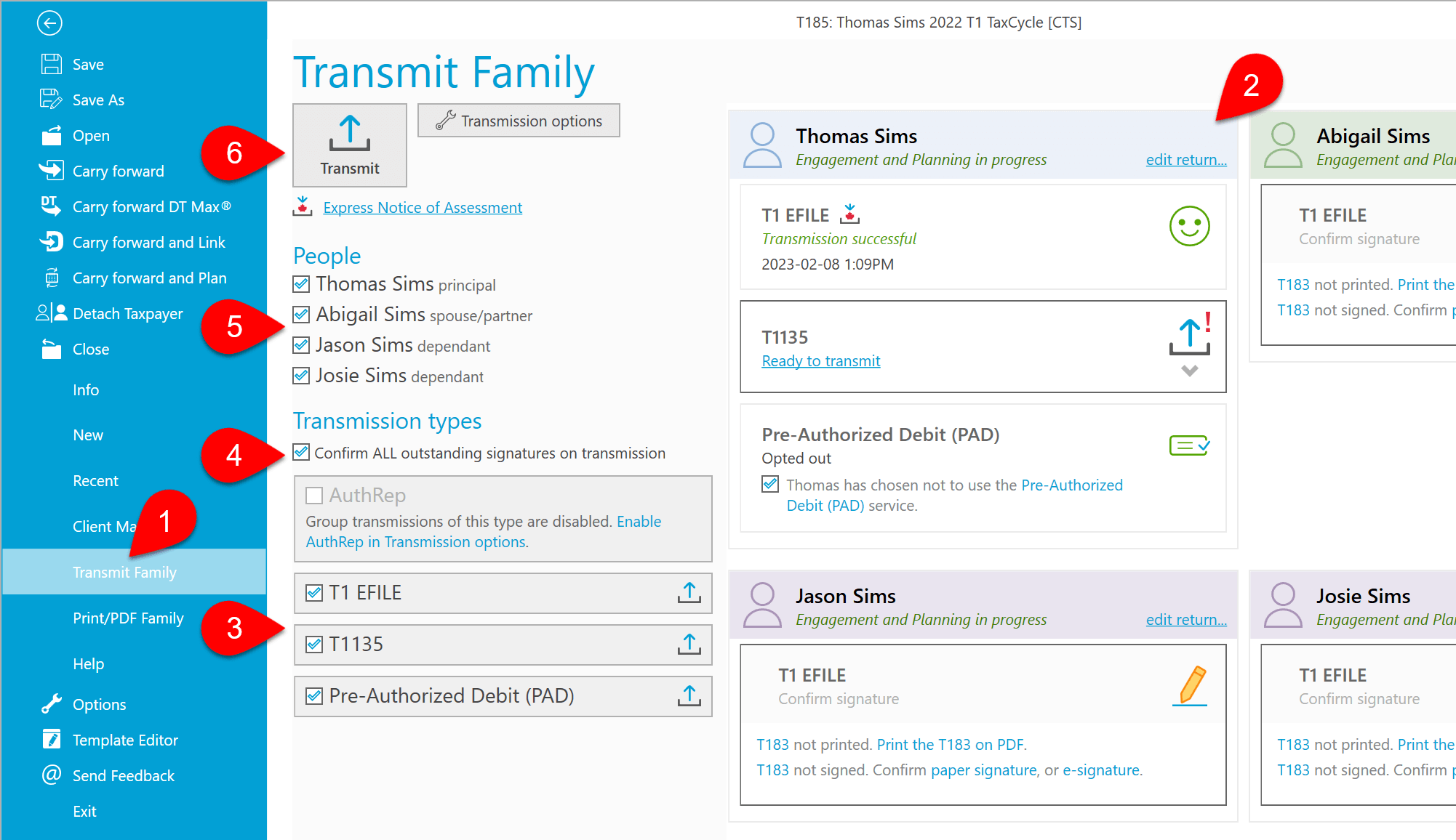 Screen Capture: Transmit Family