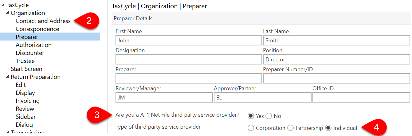 Screen Capture: AT1 TPSP options