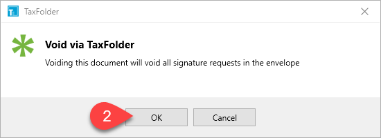Screen Capture: Void Signature Request in TaxCycle